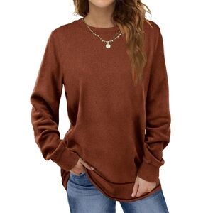 NWT Fantaslook Caramel Brown Velvety Soft Sweatshirt Tunic Top Size Large